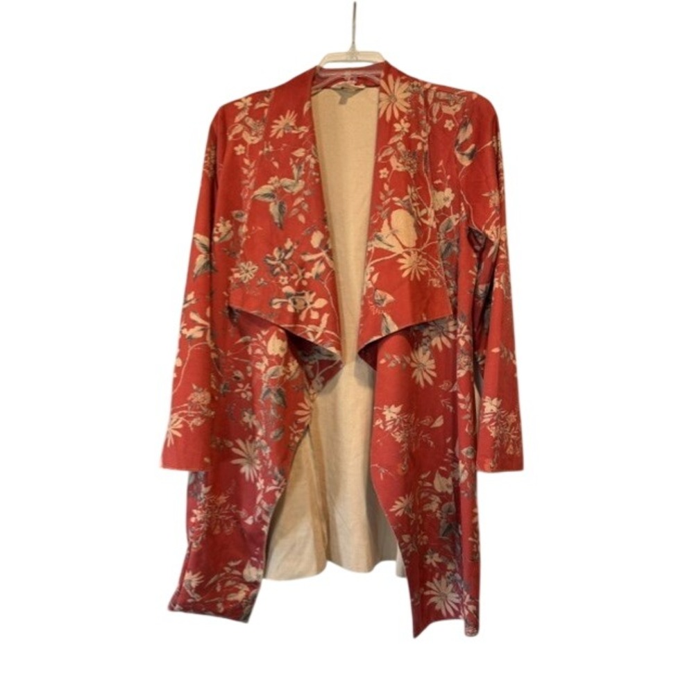 ANTHROPOLOGIE SOLITAIRE Faux Suede Floral Rustic Botanical Luxury Jacket Sz S